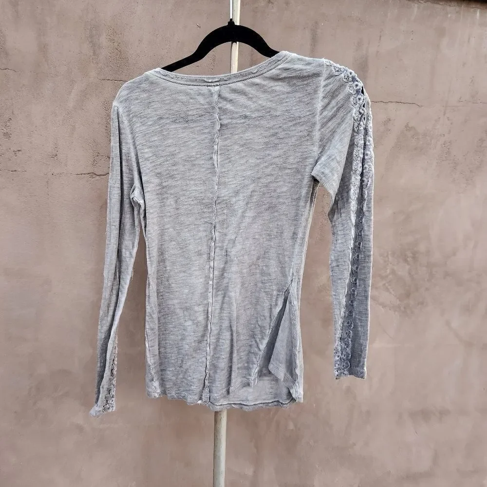 Free people gray embroidered henley
